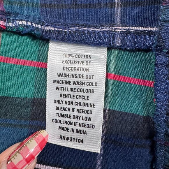 Crown & Ivy Navy Red Tartan Plaid Eyelet Hem Christmas Holiday Midi Dress SZ 16 - Picture 14 of 15